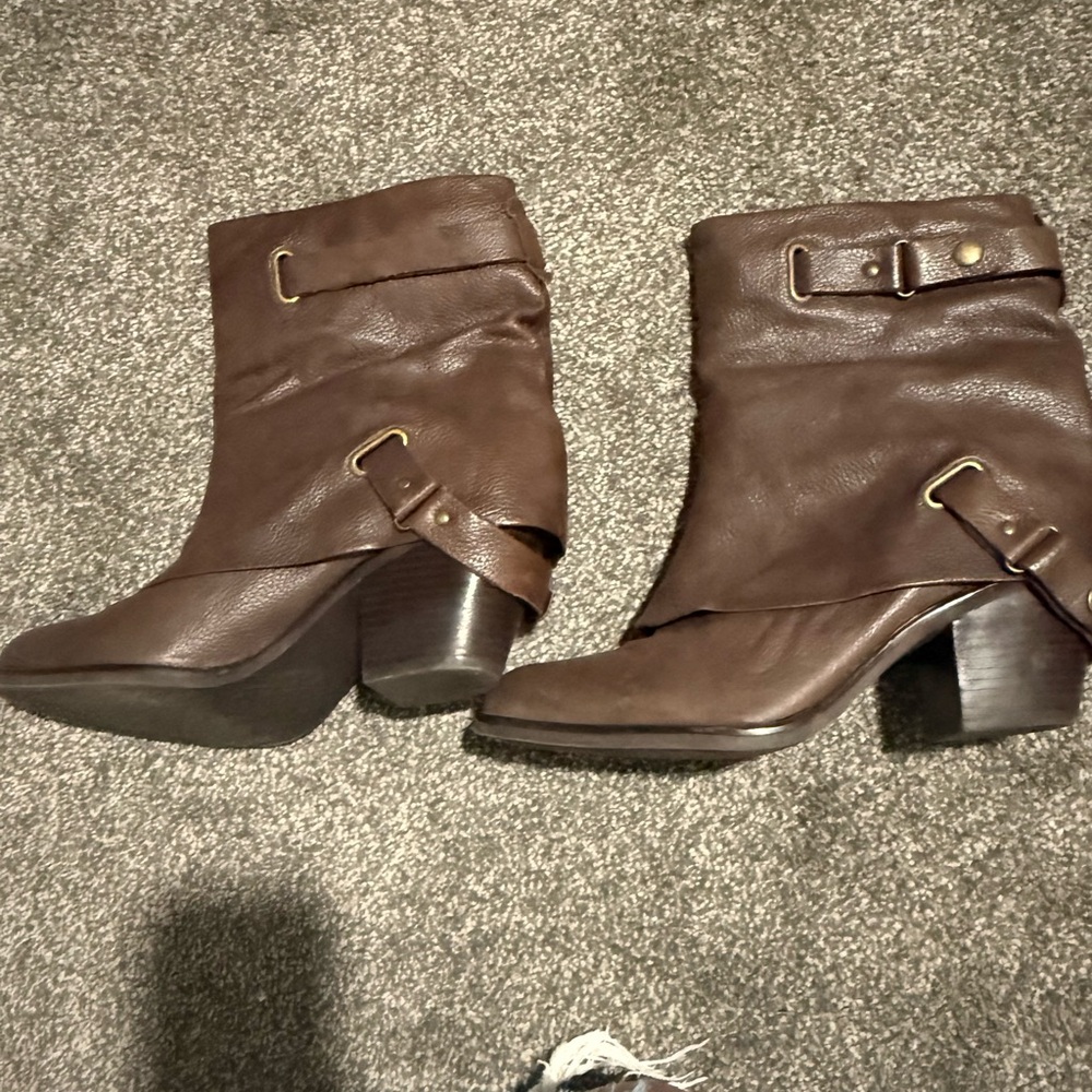 Vintage Matisse Amigo brown Leather Harness Slouchy Boots - Anthropologie